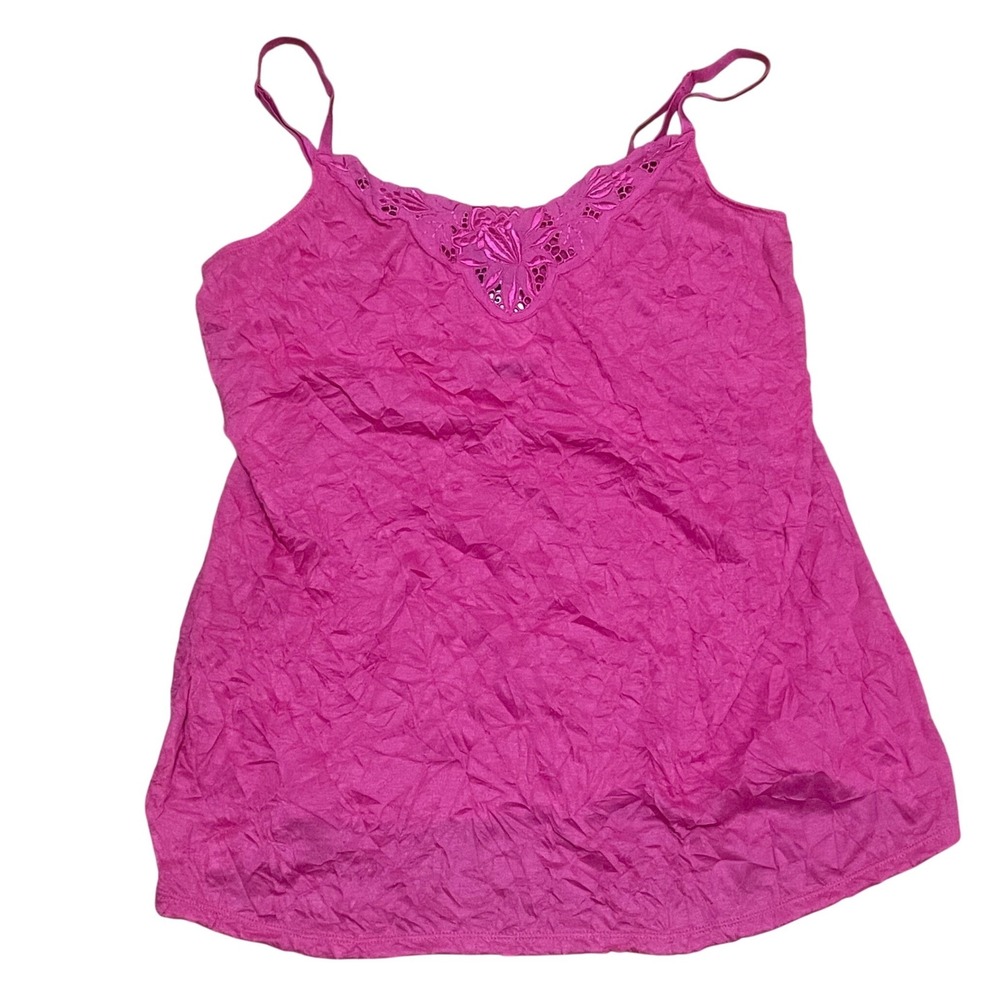 VTG Lane Bryant Women 14/16 Fuchsia Pink Eyelet V-Neck Babydoll Camisole Top NWT